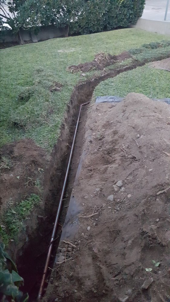 Newly installed gas piping connected to a household appliance.