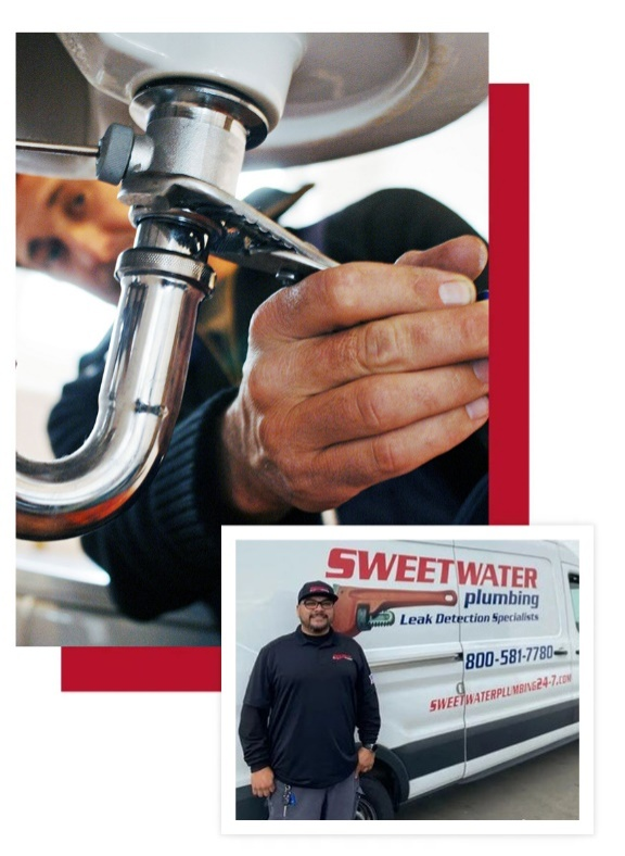 Sweetwater Plumbing service van parked outside a home