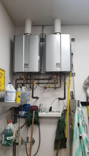 Dual tankless water heater system.