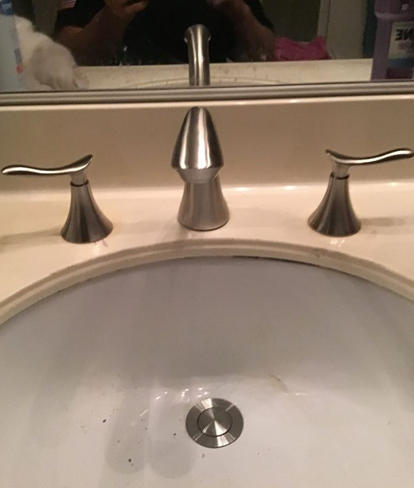 Bathroom sink after drain cleaning.