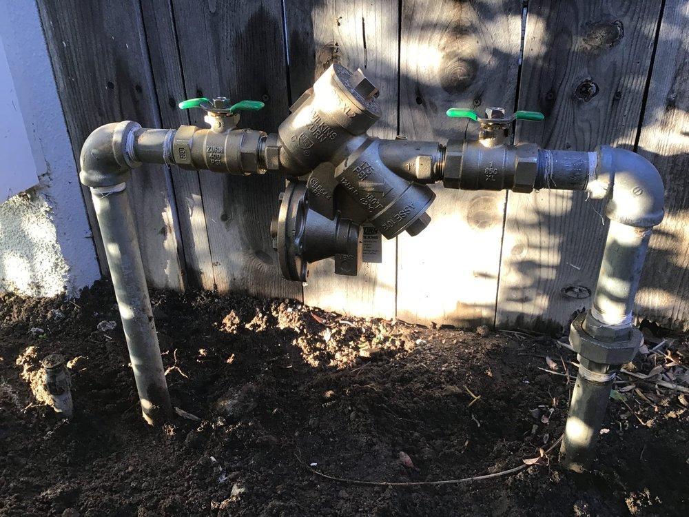 An inspection of a gas line for leaks using a detection device.