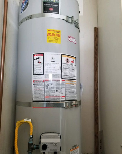 A traditional tank water heater.