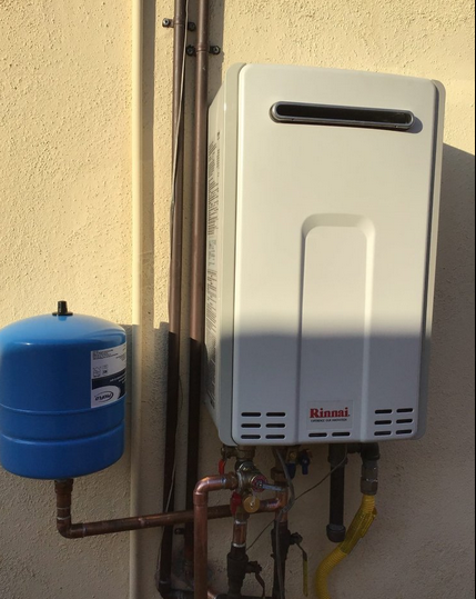 A tankless water heater installed.