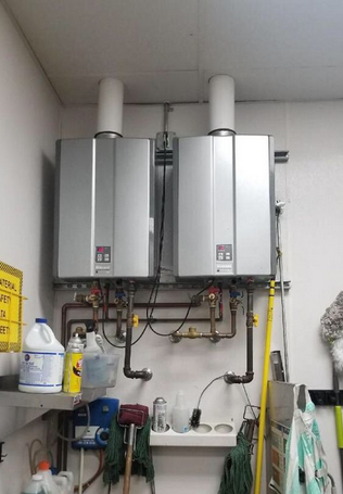 A dual tankless water heater system.