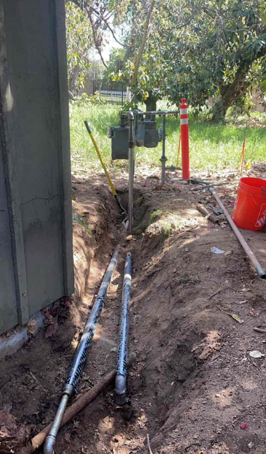 Gas line repair in an area to relocate the main line.