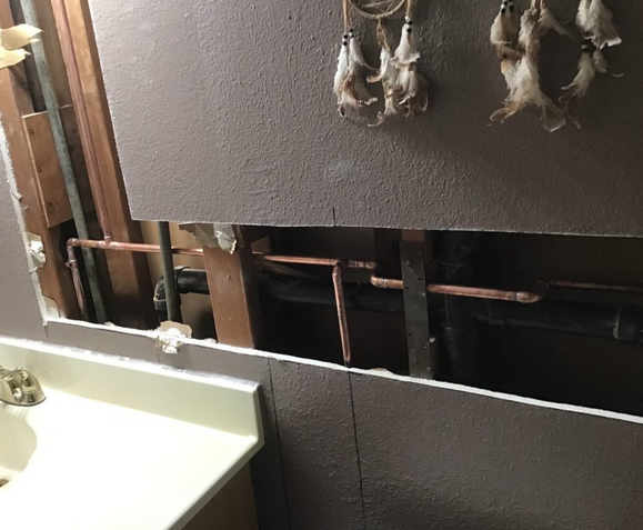 Bathroom repiping in an older home.
