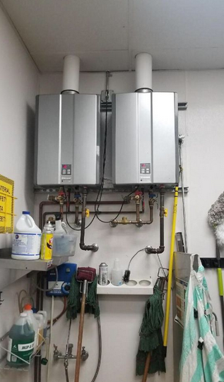 Dual tankless water heater system.
