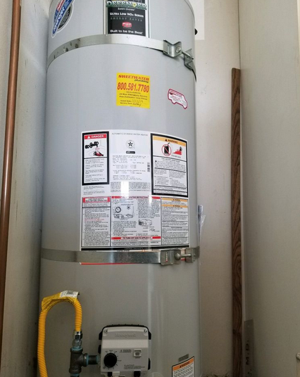 Gasoline water heater repair in the process.