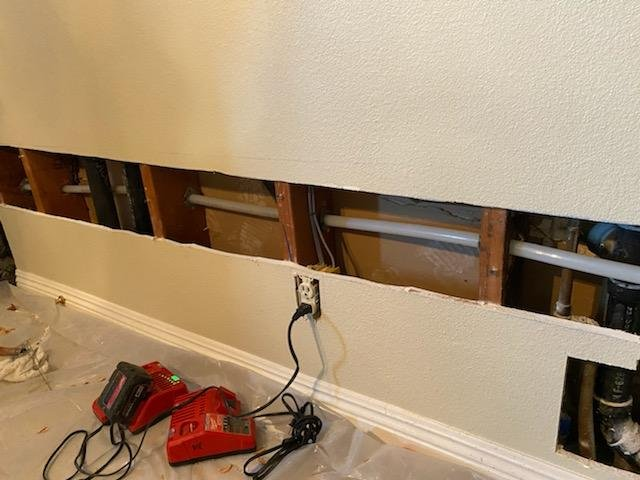 water leak detectors placed near pipes for detecting seepage