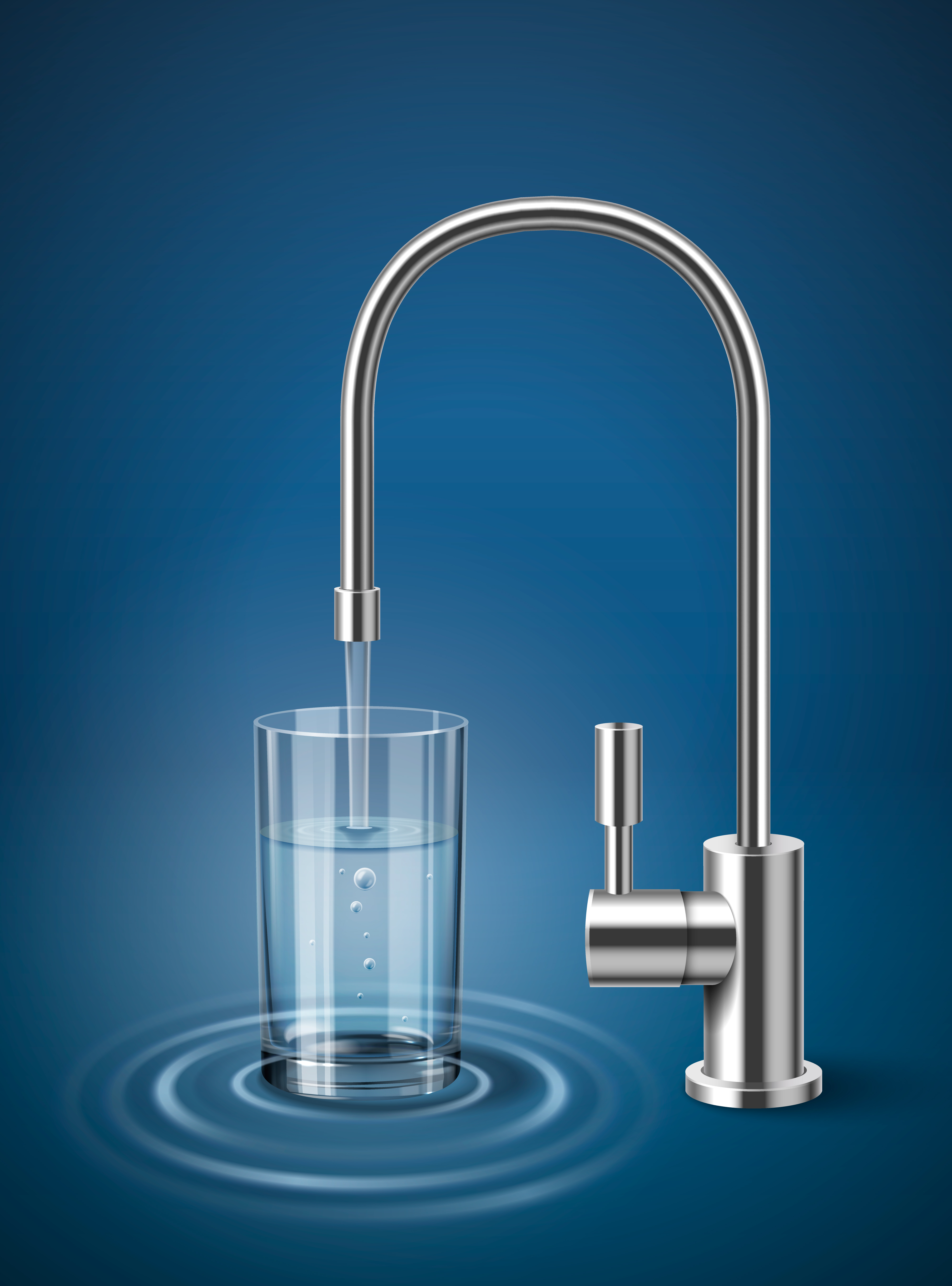 An illustration depicting a full glass of clean water due to a water filter.
