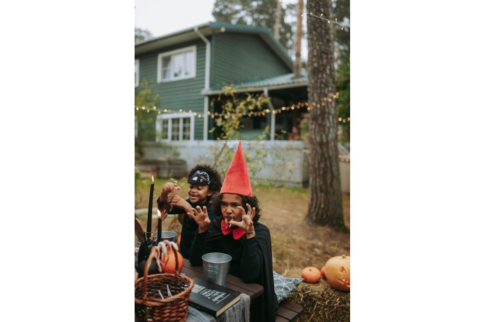 Children in Halloween costumes getting ready to trick-or-treat in Rancho Cucamonga.