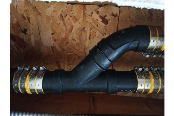 New drain pipe section installed.